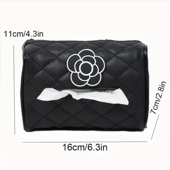 New - Camellia Leather Car Tissue Box PU - Picture 4 of 4